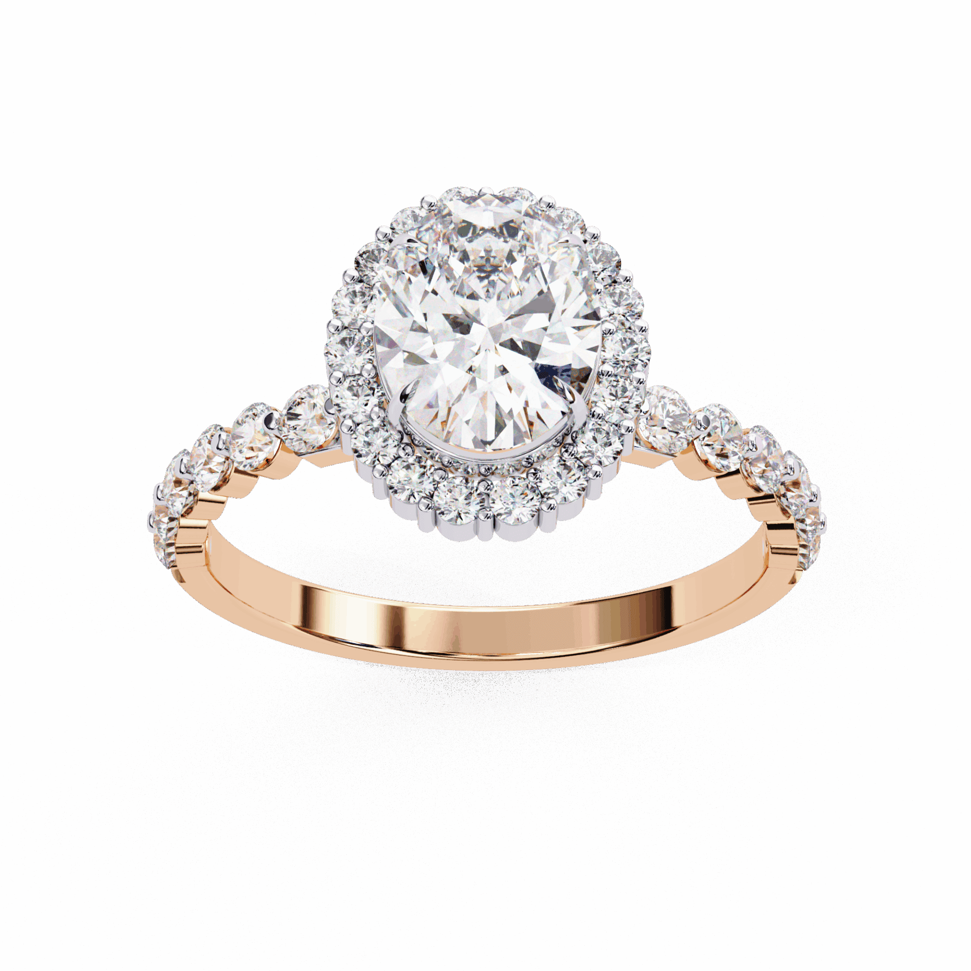 1.75 Carat Oval Halo Solitaire Ring in Moissanite | House of Estara