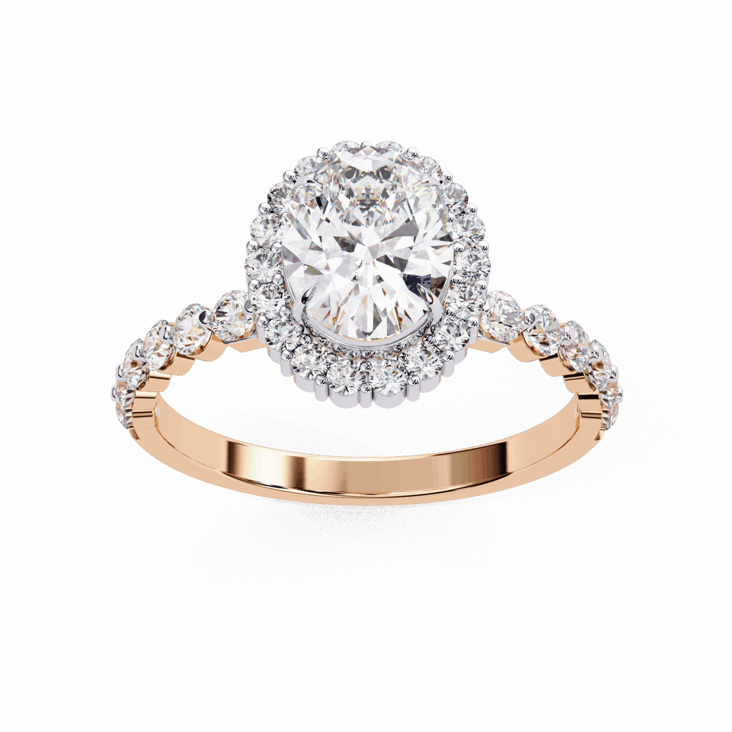 1.75 Carat Oval Halo Solitaire Ring in Moissanite | House of Estara