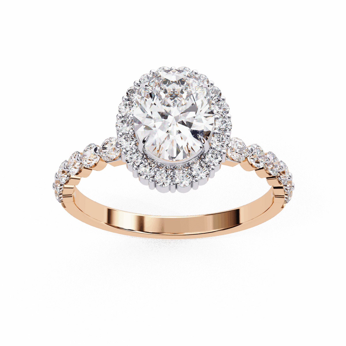 1.75 Carat Oval Halo Solitaire Ring in Moissanite | House of Estara