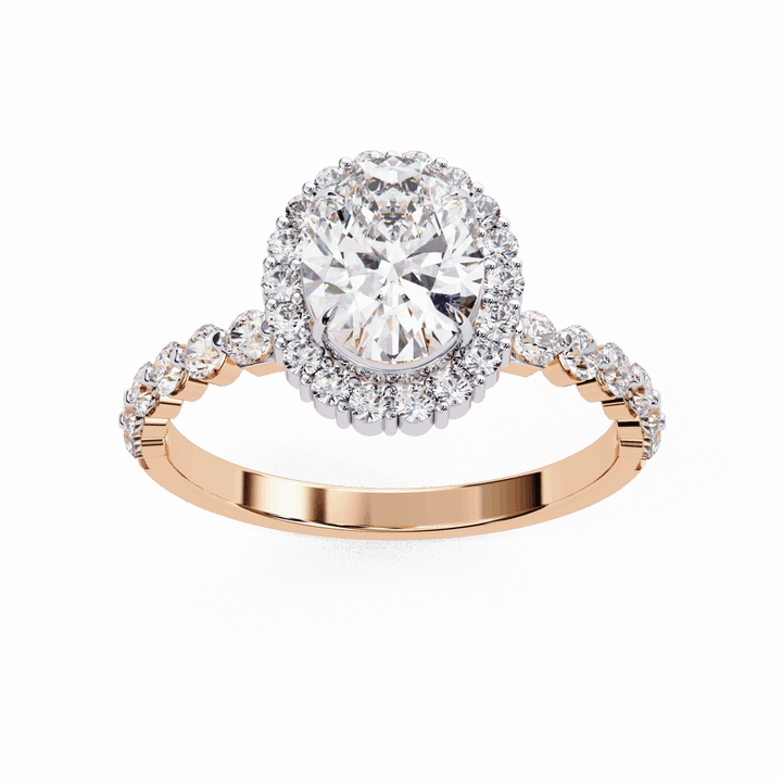 1.75 Carat Oval Halo Solitaire Ring in Moissanite | House of Estara