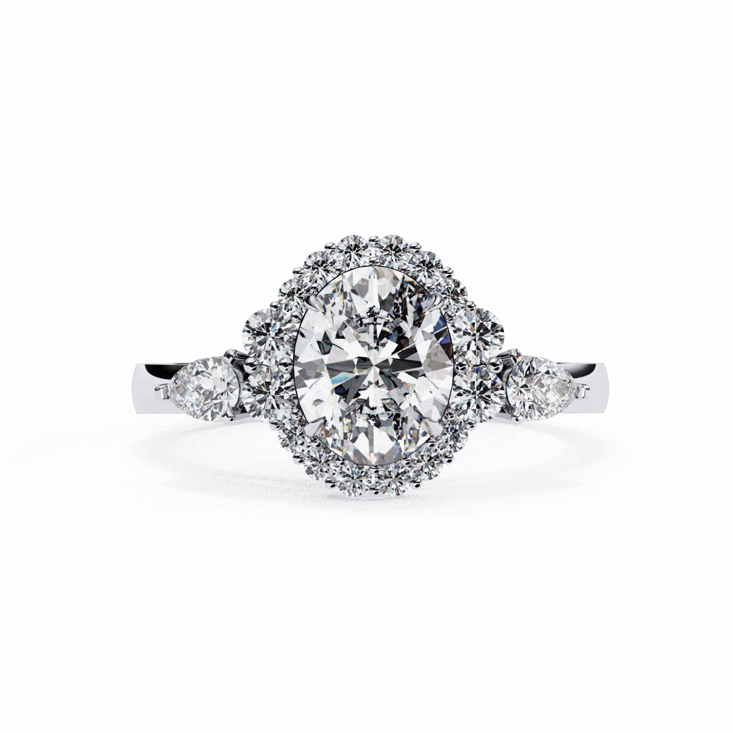 1.5 Carat Oval Three Stone Solitaire Ring in Moissanite | House of Estara