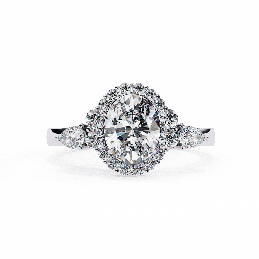 1.5 Carat Oval Three Stone Solitaire Ring in Moissanite | House of Estara