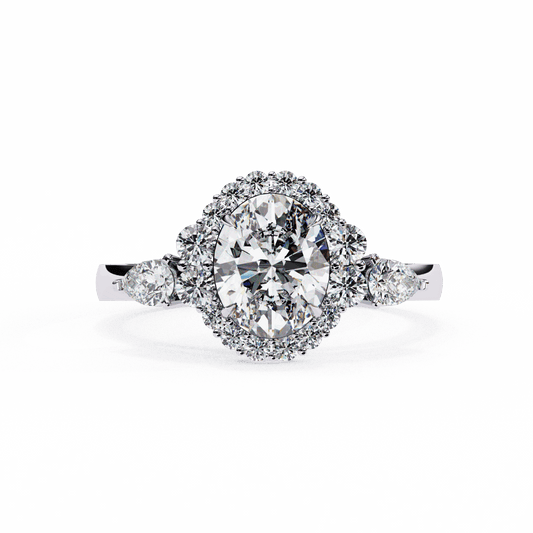 1.5 Carat Oval Three Stone Solitaire Ring in Moissanite | House of Estara