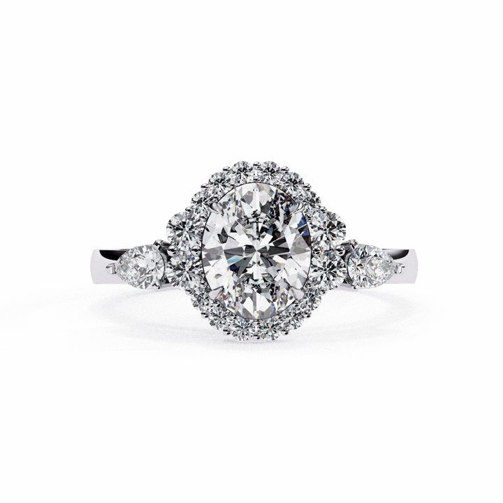 1.5 Carat Oval Three Stone Solitaire Ring in Moissanite | House of Estara
