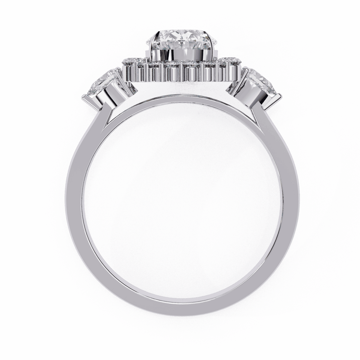 1.5 Carat Oval Three Stone Solitaire Ring in Moissanite | House of Estara