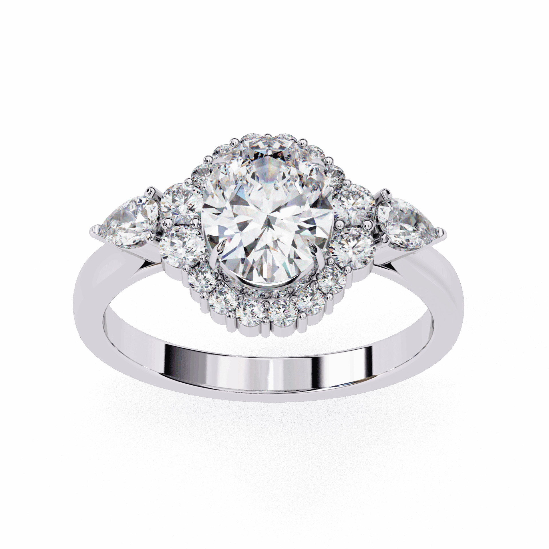 1.5 Carat Oval Three Stone Solitaire Ring in Moissanite | House of Estara