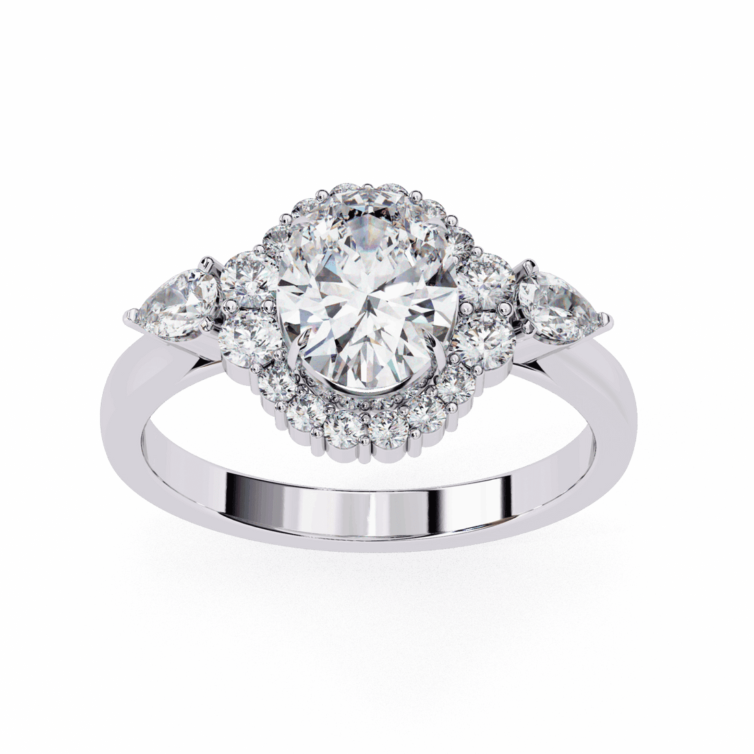 1.5 Carat Oval Three Stone Solitaire Ring in Moissanite | House of Estara