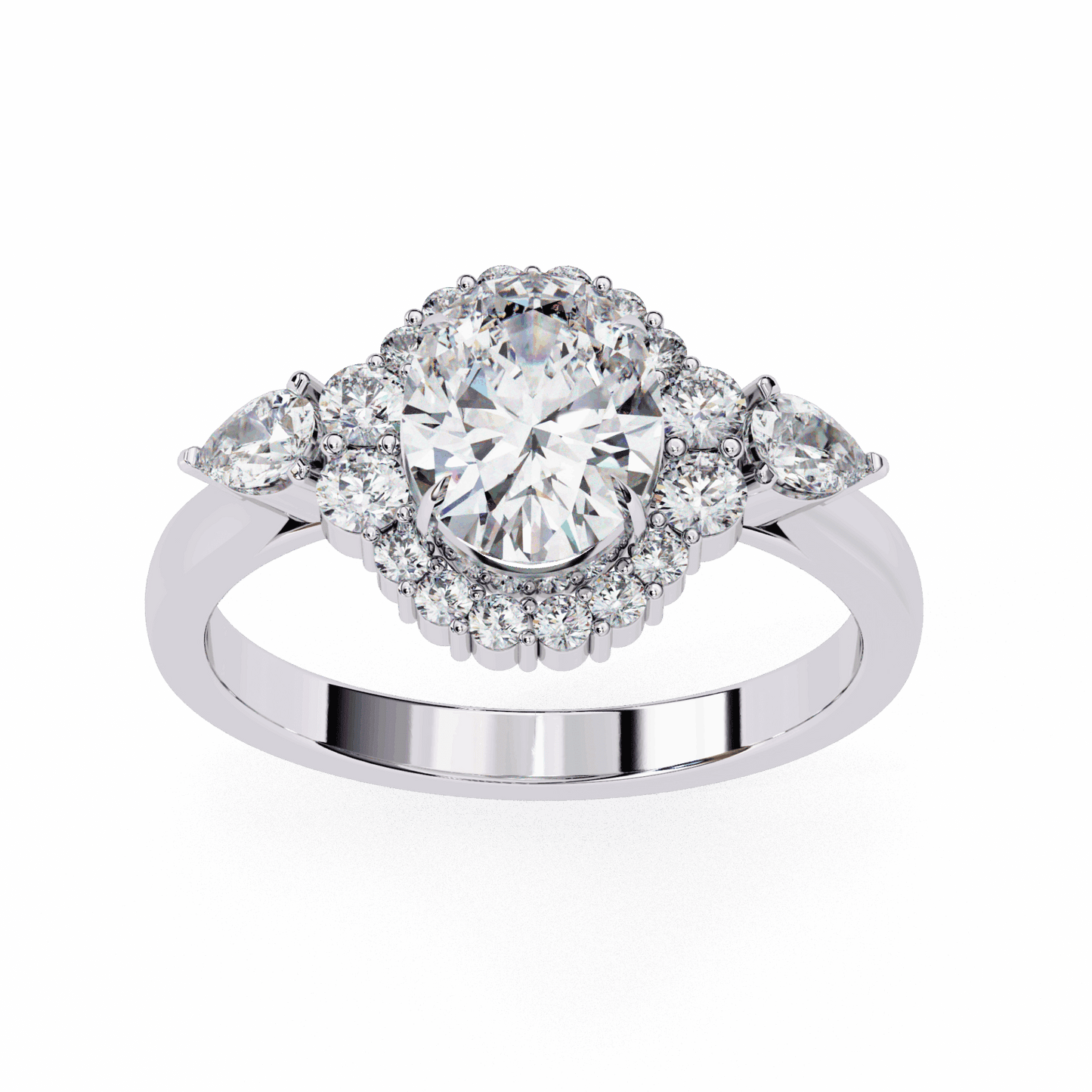 1.5 Carat Oval Three Stone Solitaire Ring in Moissanite | House of Estara