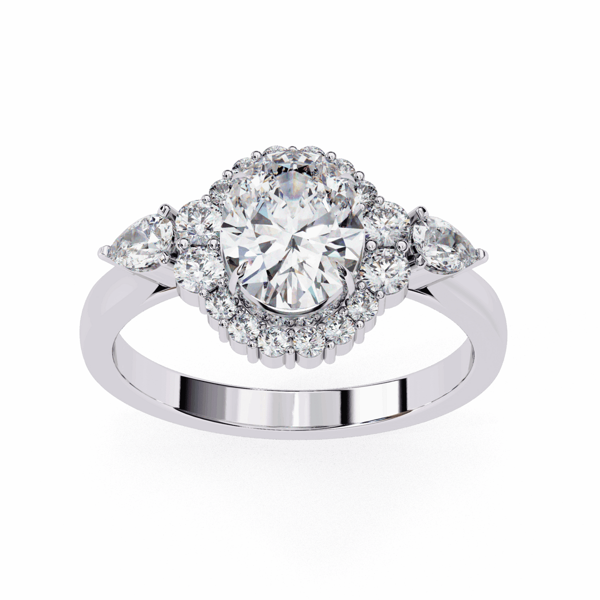 1.5 Carat Oval Three Stone Solitaire Ring in Moissanite | House of Estara
