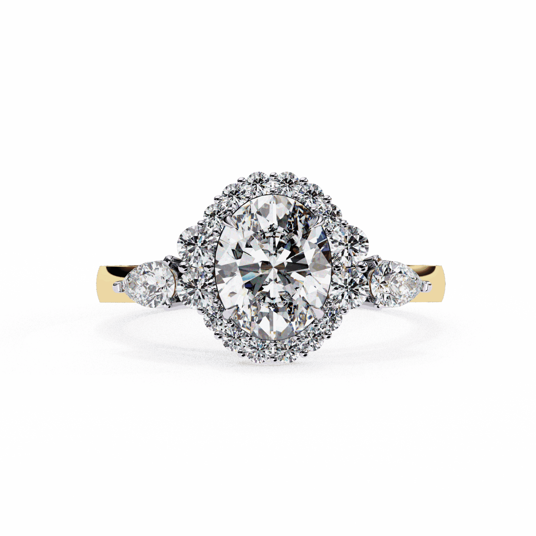1.5 Carat Oval Three Stone Solitaire Ring in Moissanite | House of Estara