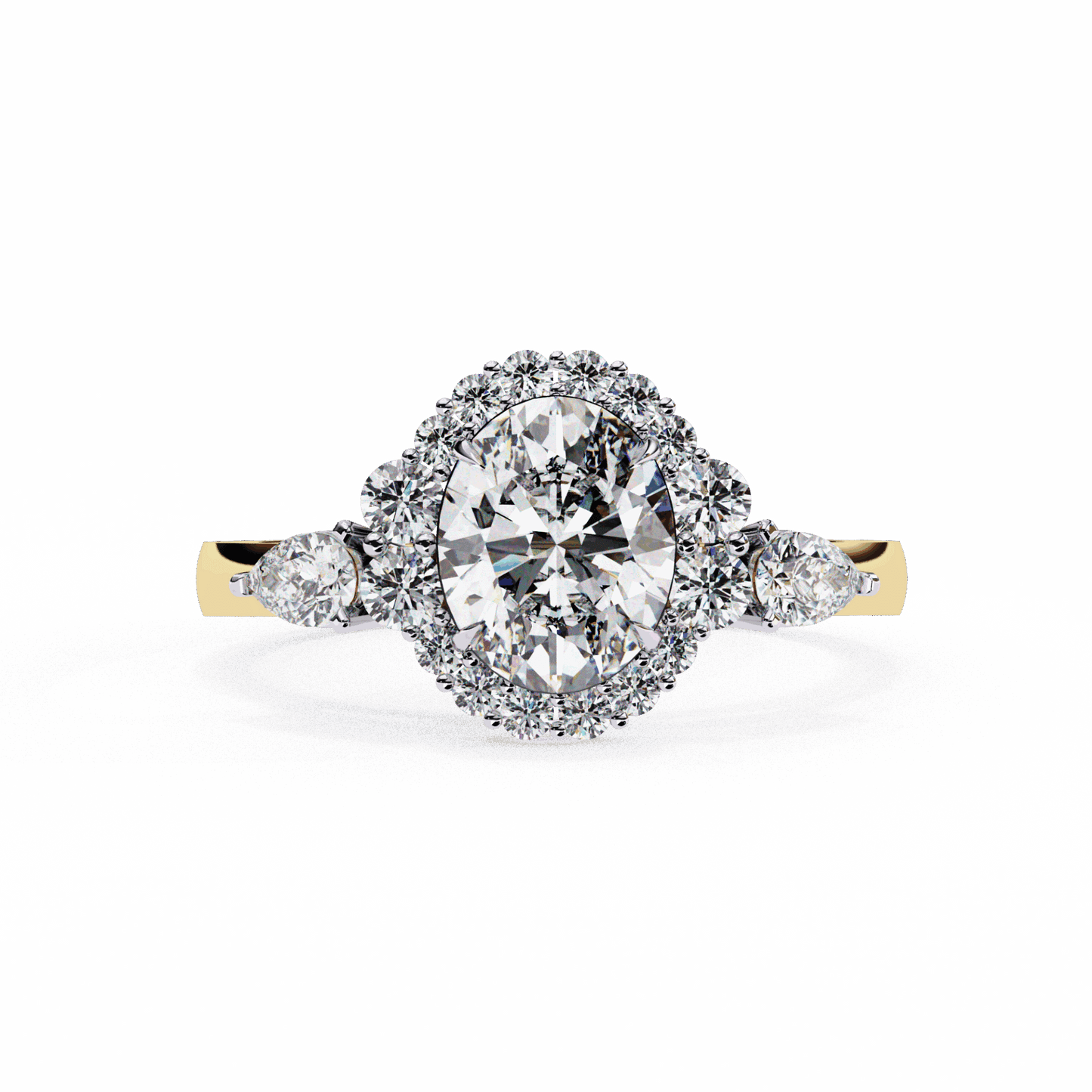 1.5 Carat Oval Three Stone Solitaire Ring in Moissanite | House of Estara
