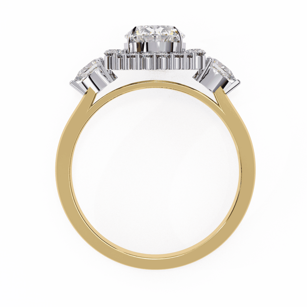 1.5 Carat Oval Three Stone Solitaire Ring in Moissanite | House of Estara
