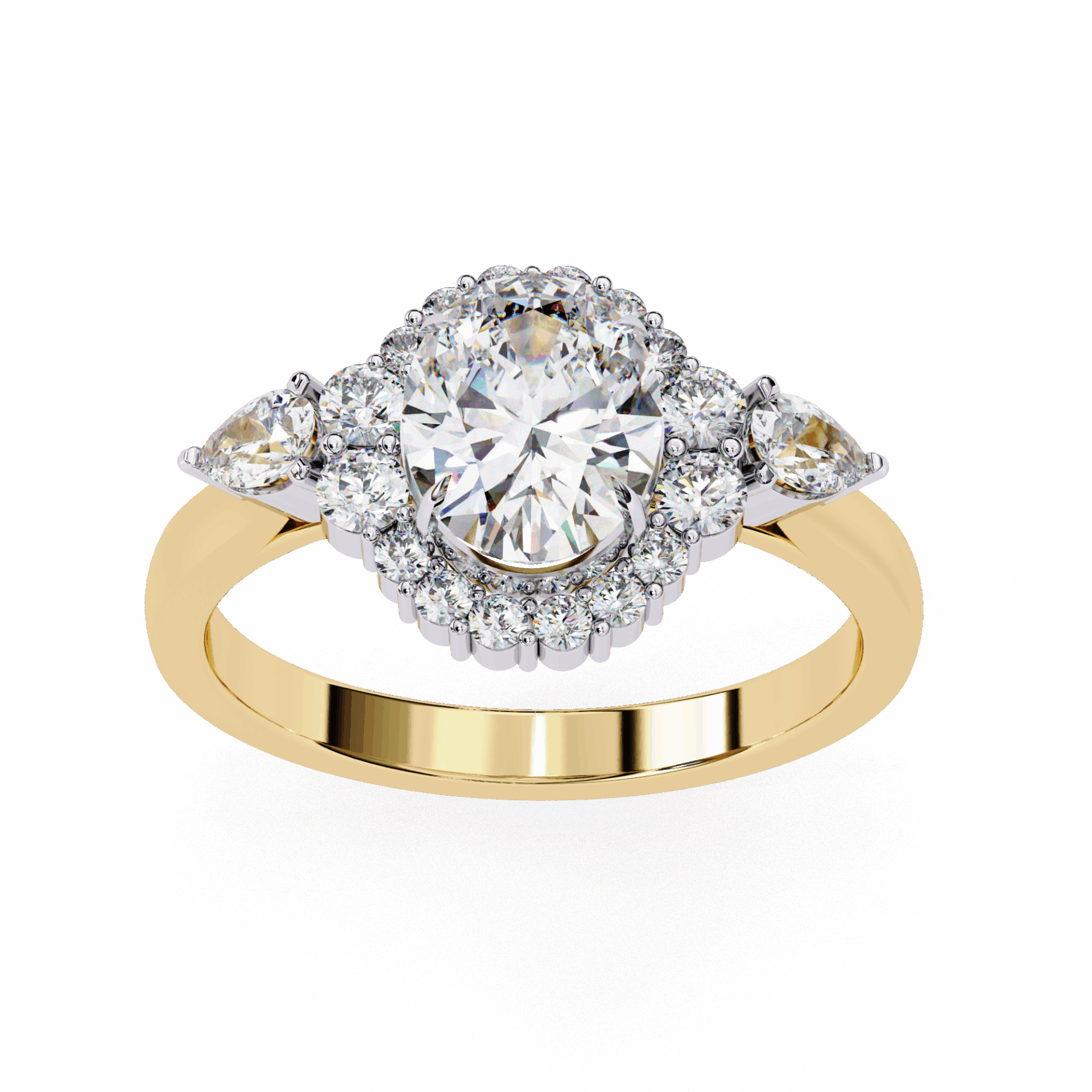 1.5 Carat Oval Three Stone Solitaire Ring in Moissanite | House of Estara