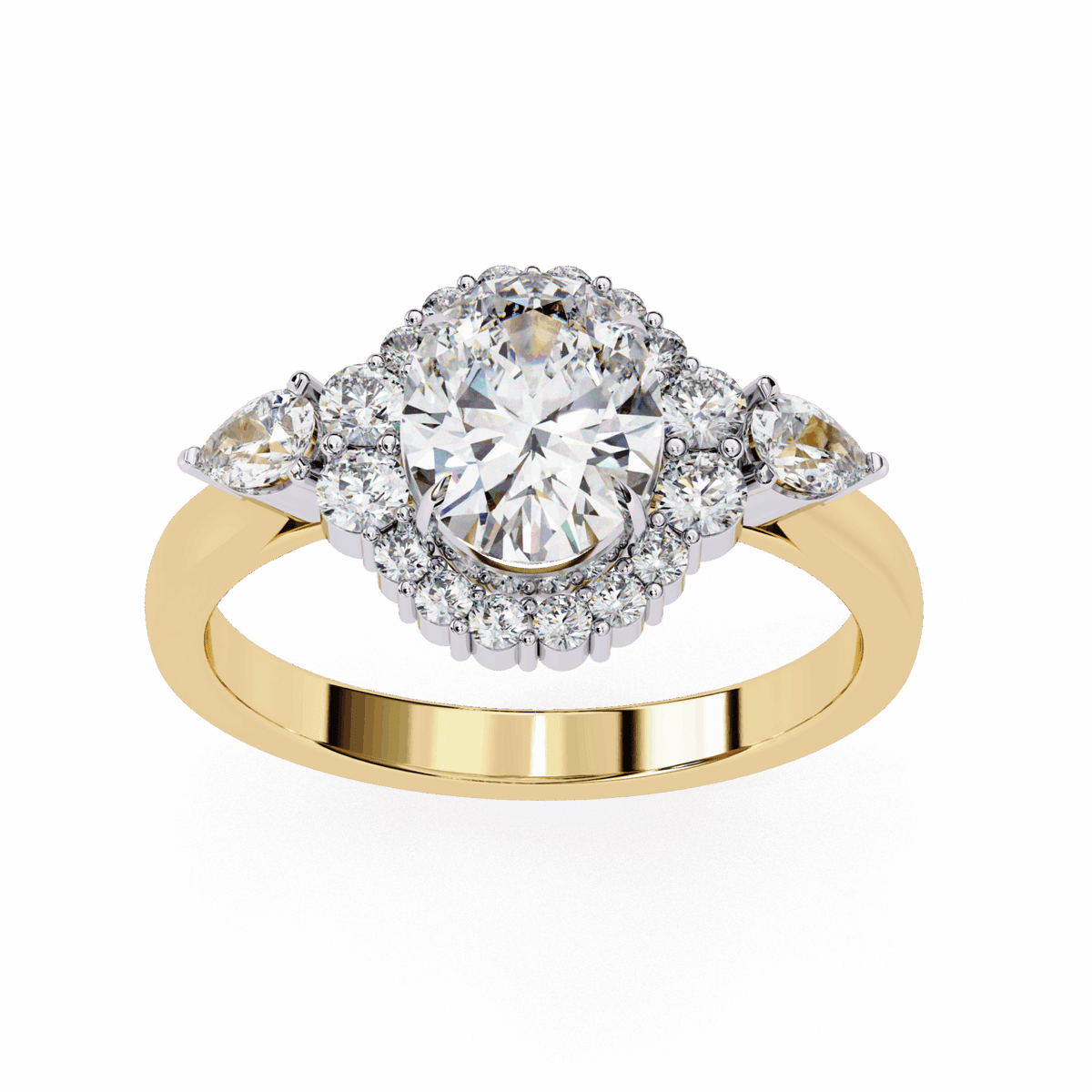 1.5 Carat Oval Three Stone Solitaire Ring in Moissanite | House of Estara