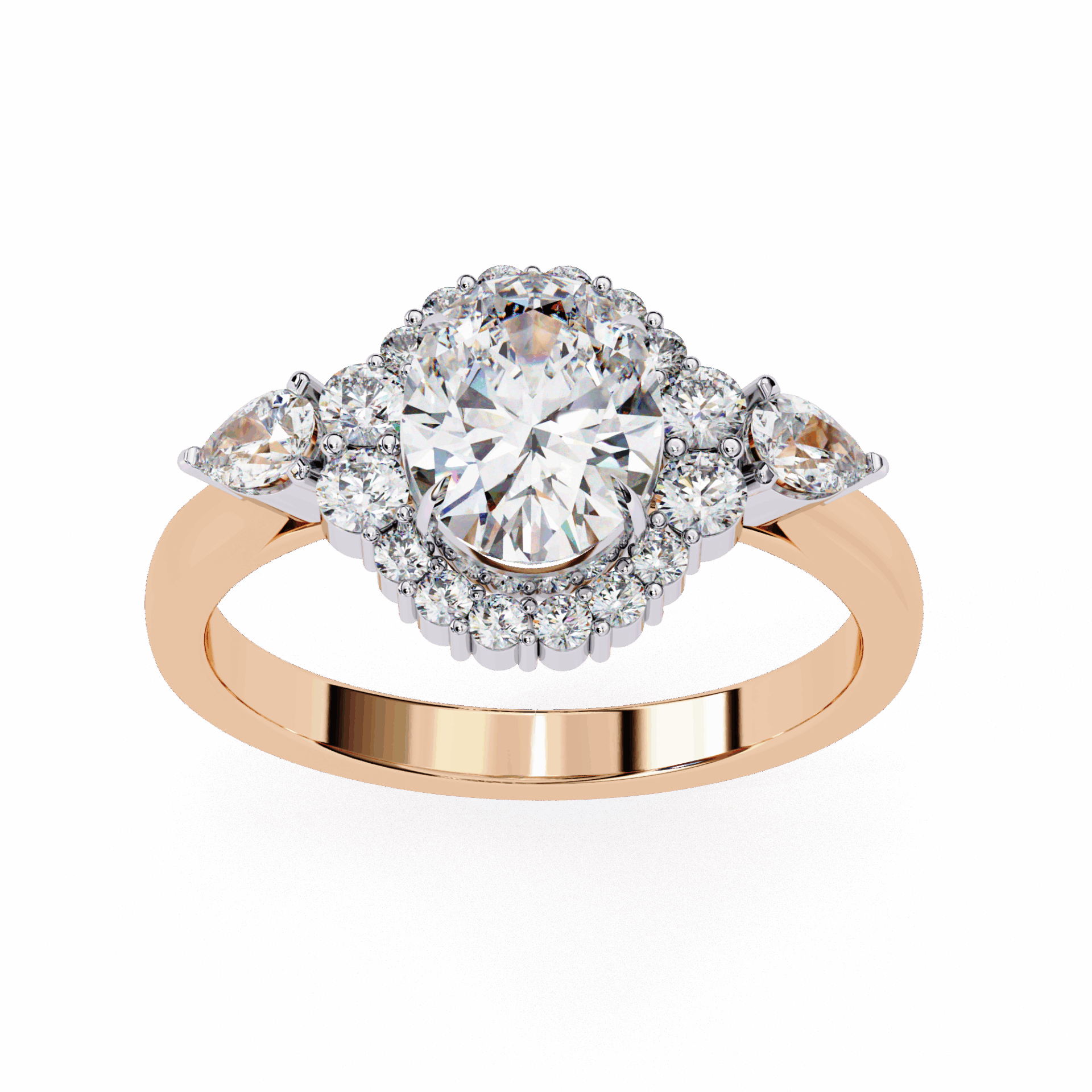 1.5 Carat Oval Three Stone Solitaire Ring in Moissanite | House of Estara