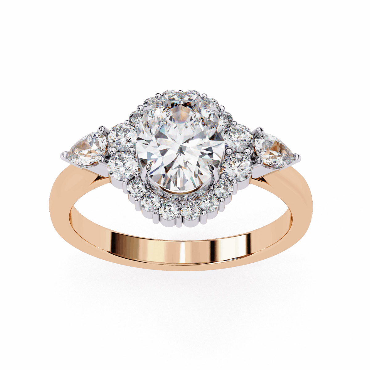 1.5 Carat Oval Three Stone Solitaire Ring in Moissanite | House of Estara
