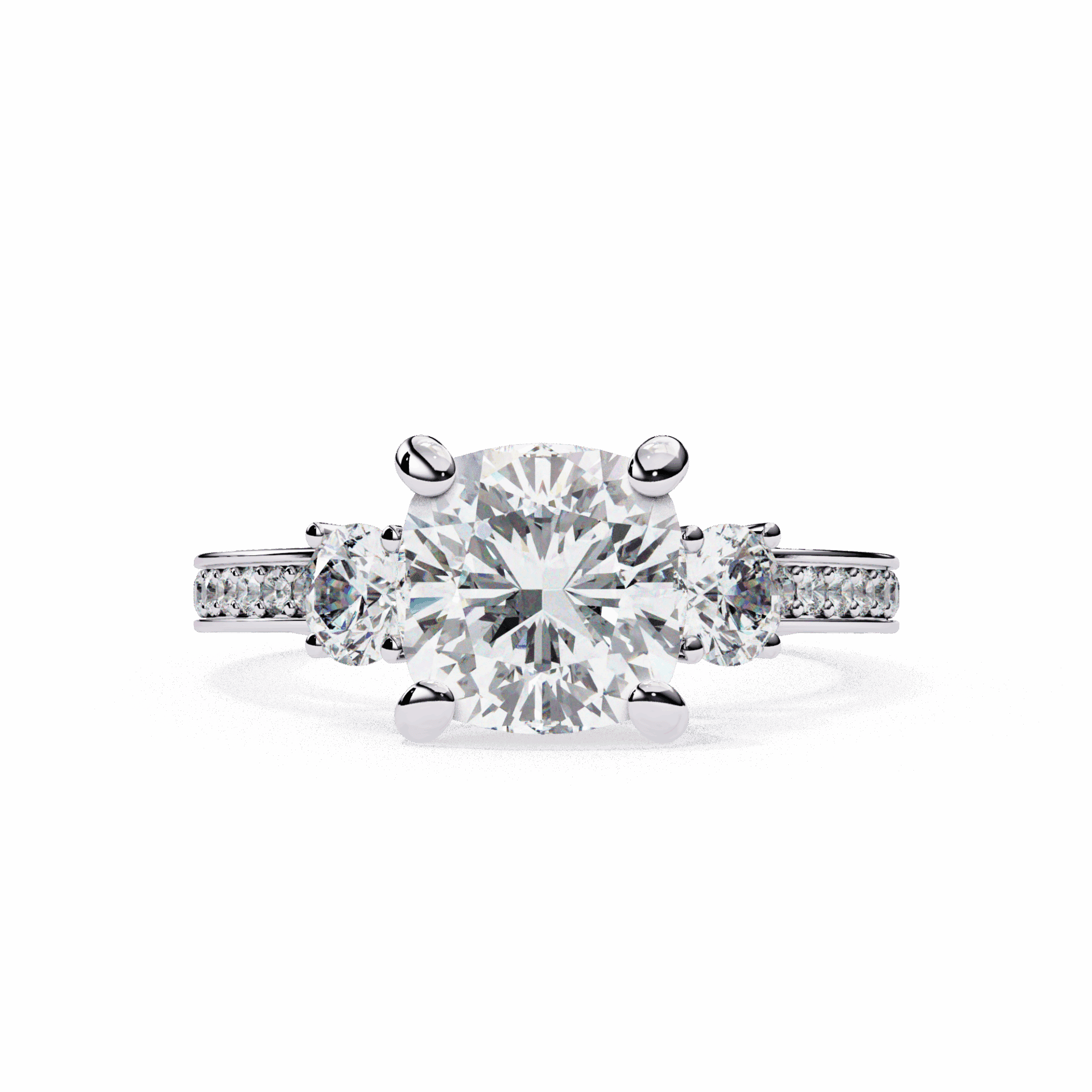 3.25 Carat Princess Three Stone Solitaire Ring in Moissanite | House of Estara