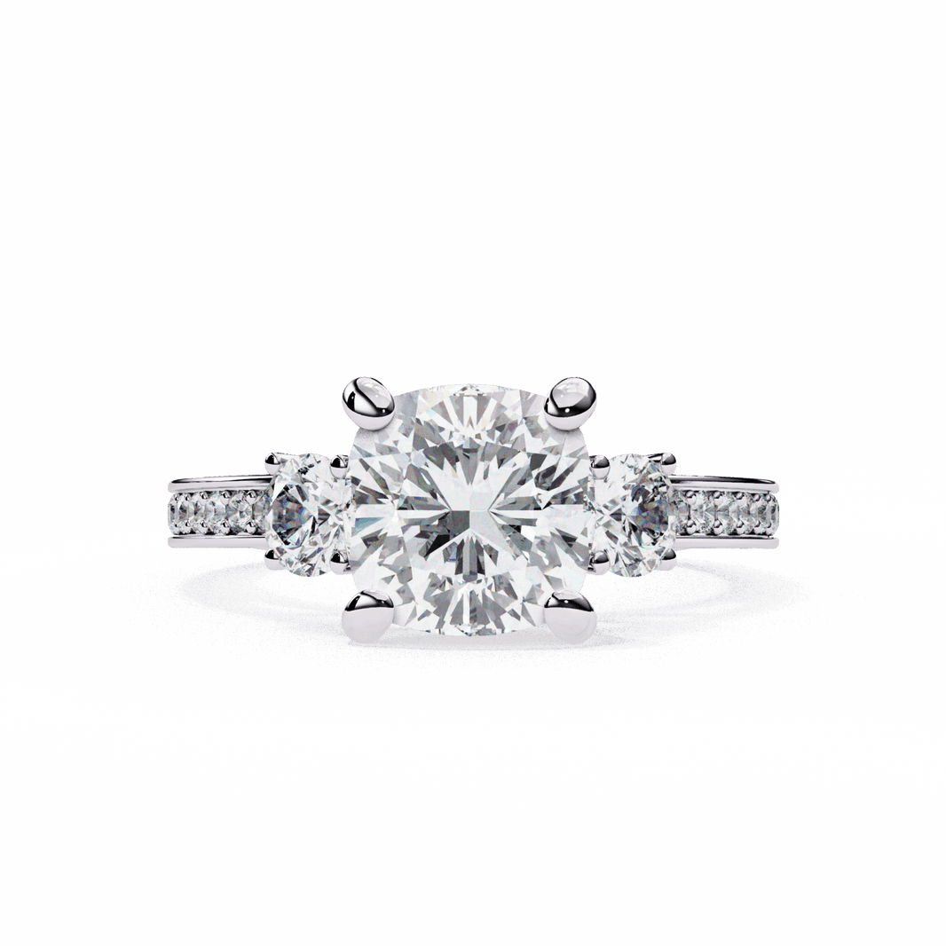 3.25 Carat Princess Three Stone Solitaire Ring in Moissanite | House of Estara