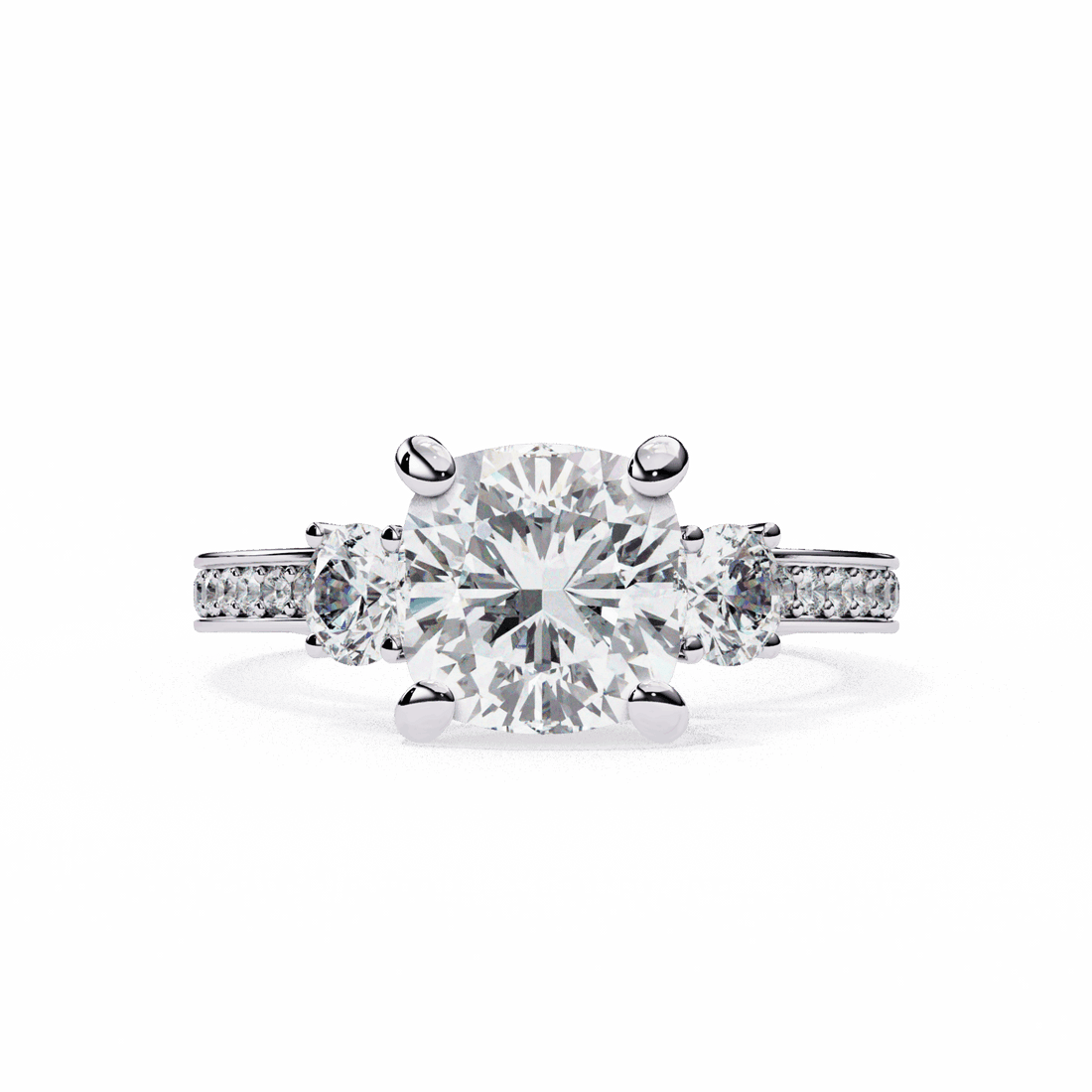 3.25 Carat Princess Three Stone Solitaire Ring in Moissanite | House of Estara