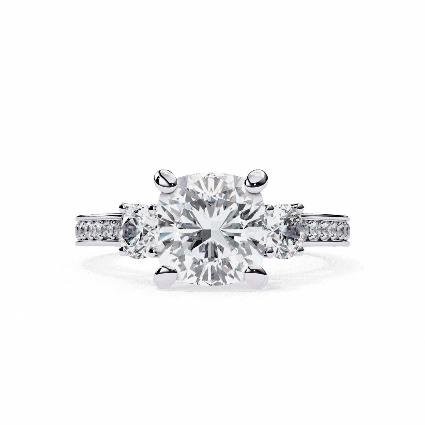 3.25 Carat Princess Three Stone Solitaire Ring in Moissanite | House of Estara