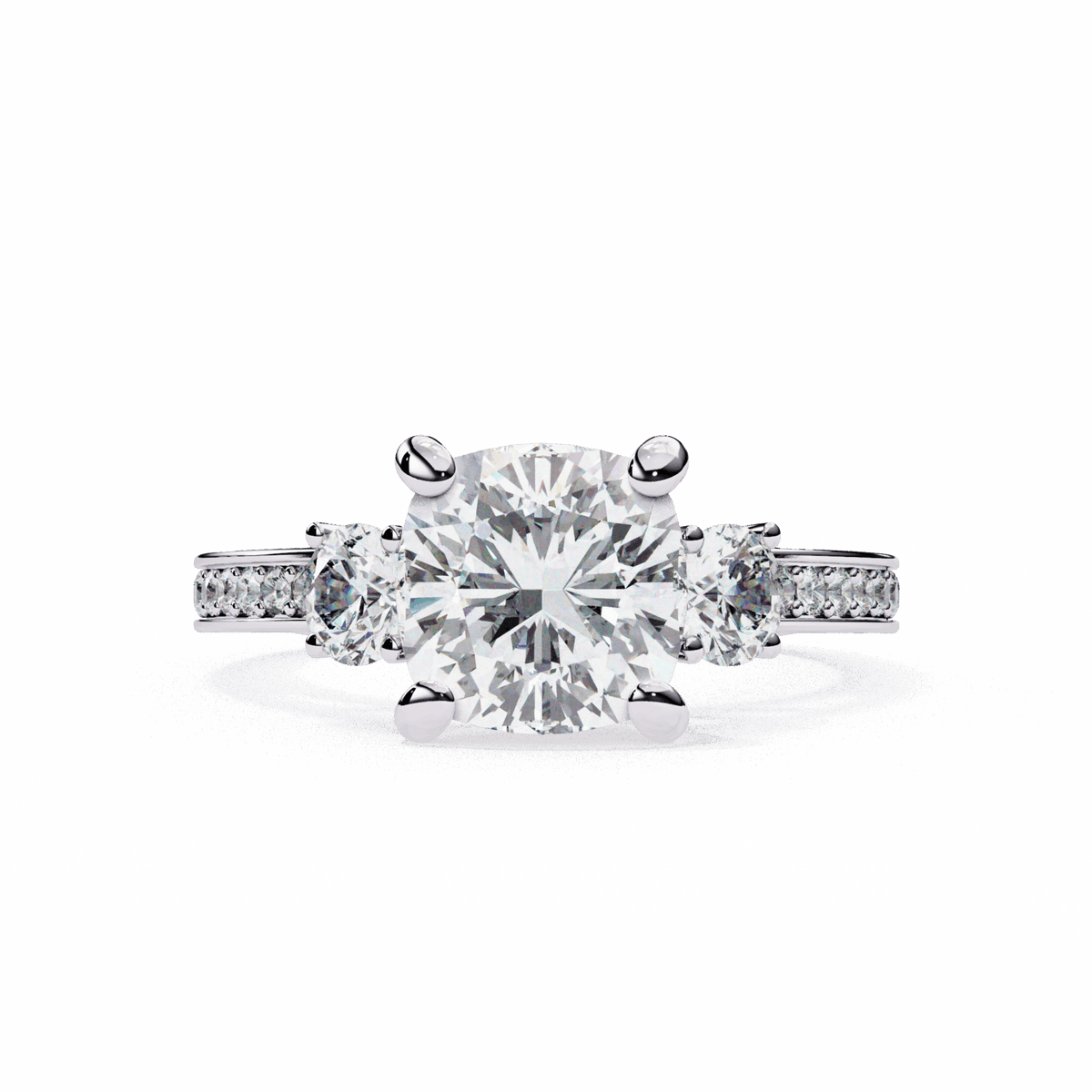 3.25 Carat Princess Three Stone Solitaire Ring in Moissanite | House of Estara