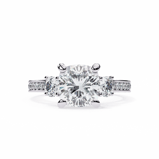 3.25 Carat Princess Three Stone Solitaire Ring in Moissanite | House of Estara