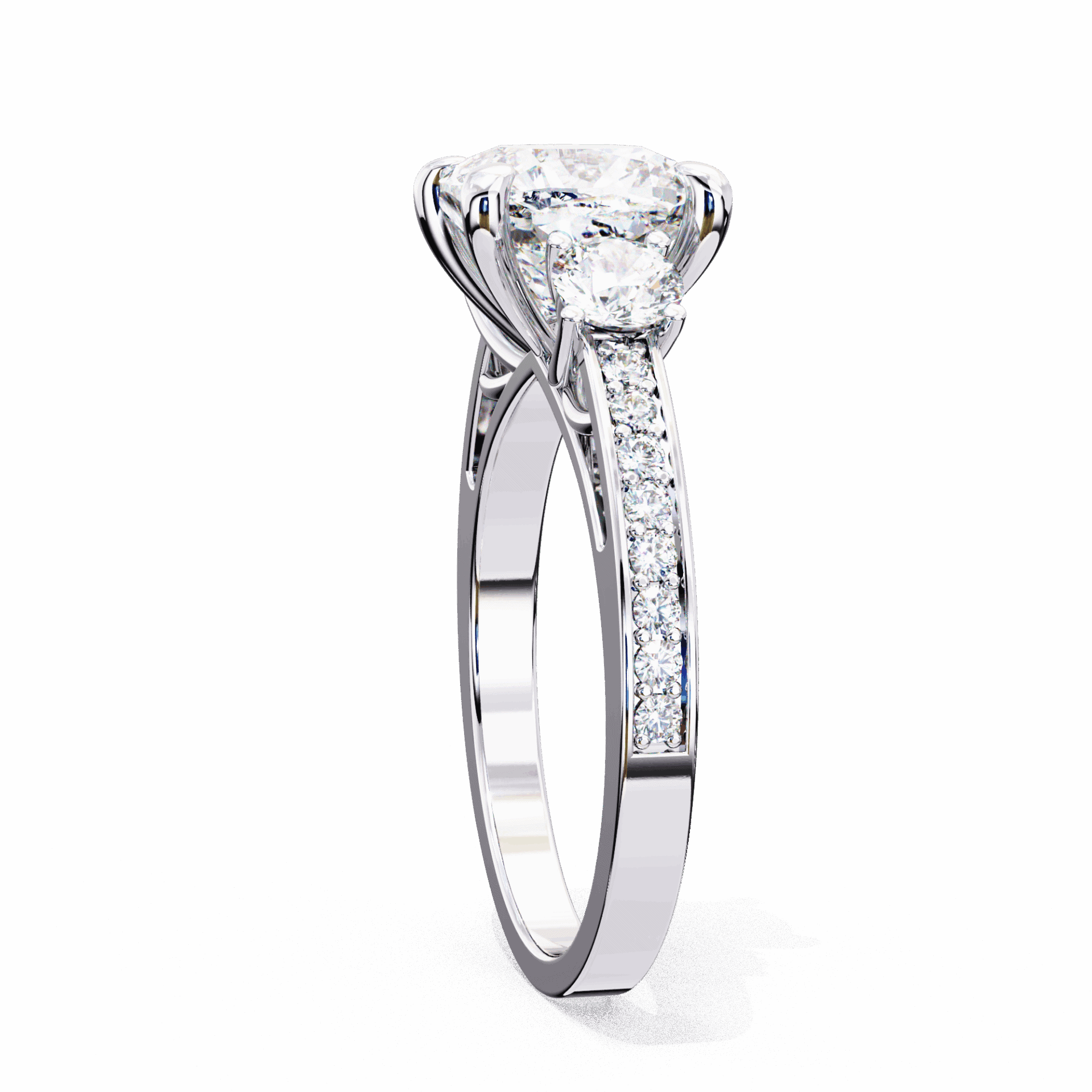 3.25 Carat Princess Three Stone Solitaire Ring in Moissanite | House of Estara
