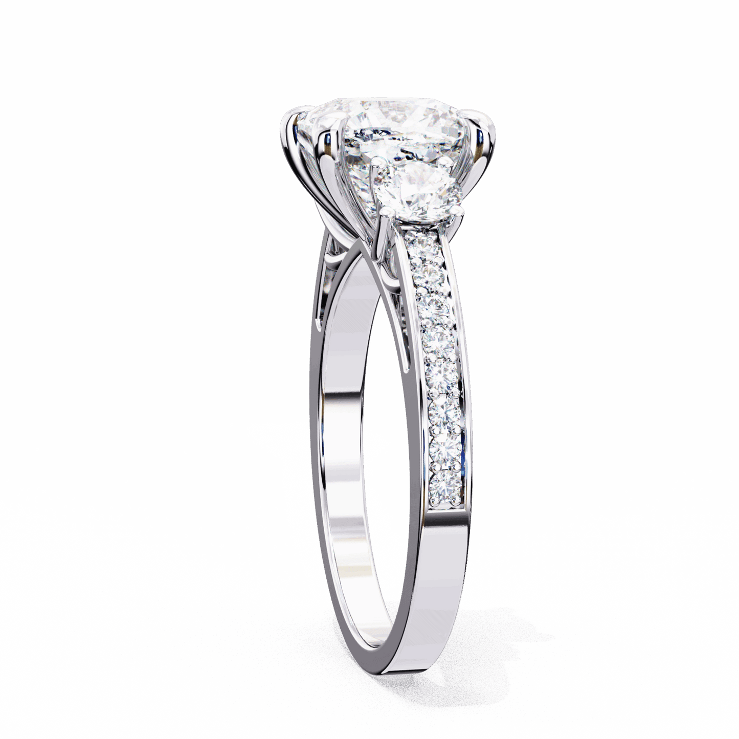 3.25 Carat Princess Three Stone Solitaire Ring in Moissanite | House of Estara