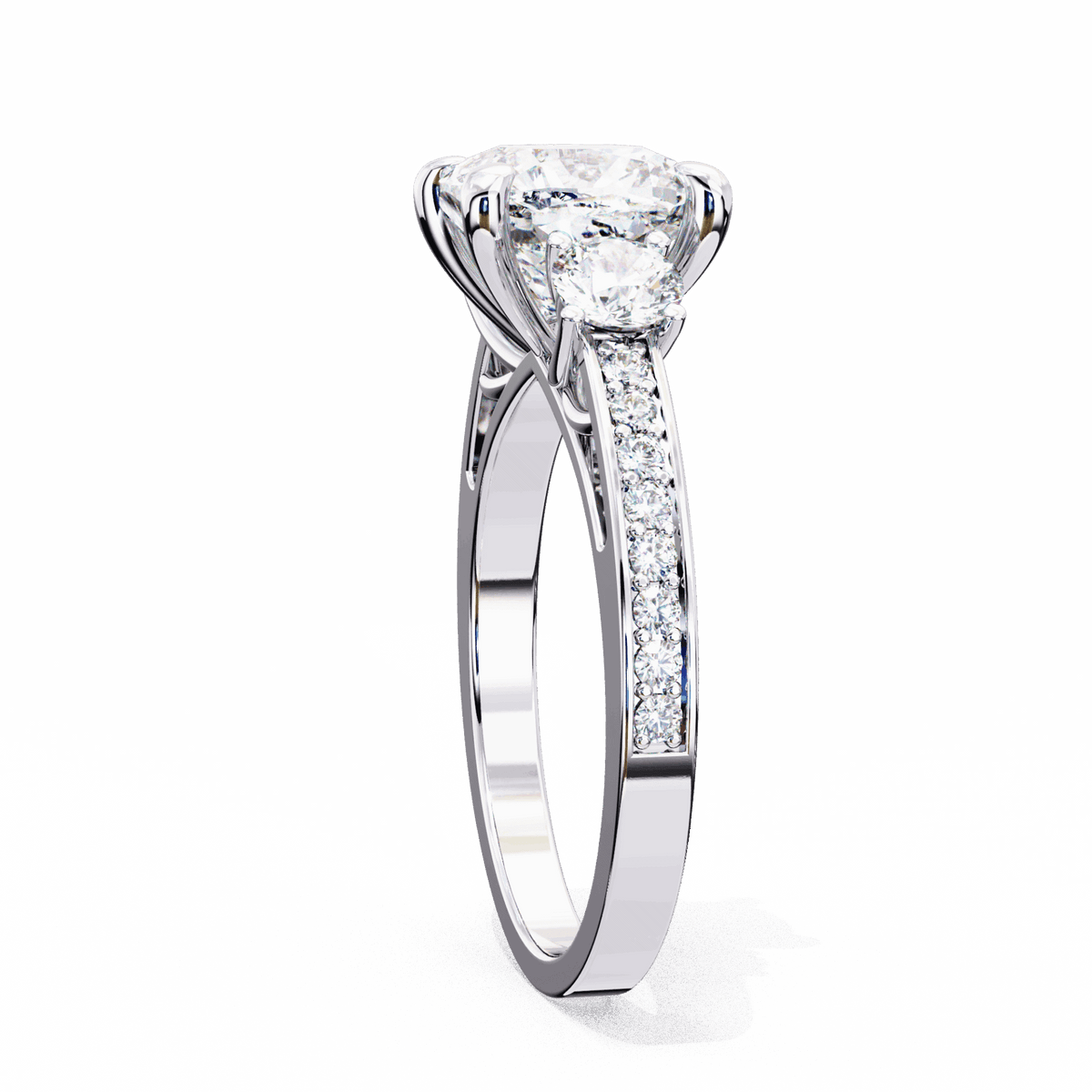 3.25 Carat Princess Three Stone Solitaire Ring in Moissanite | House of Estara
