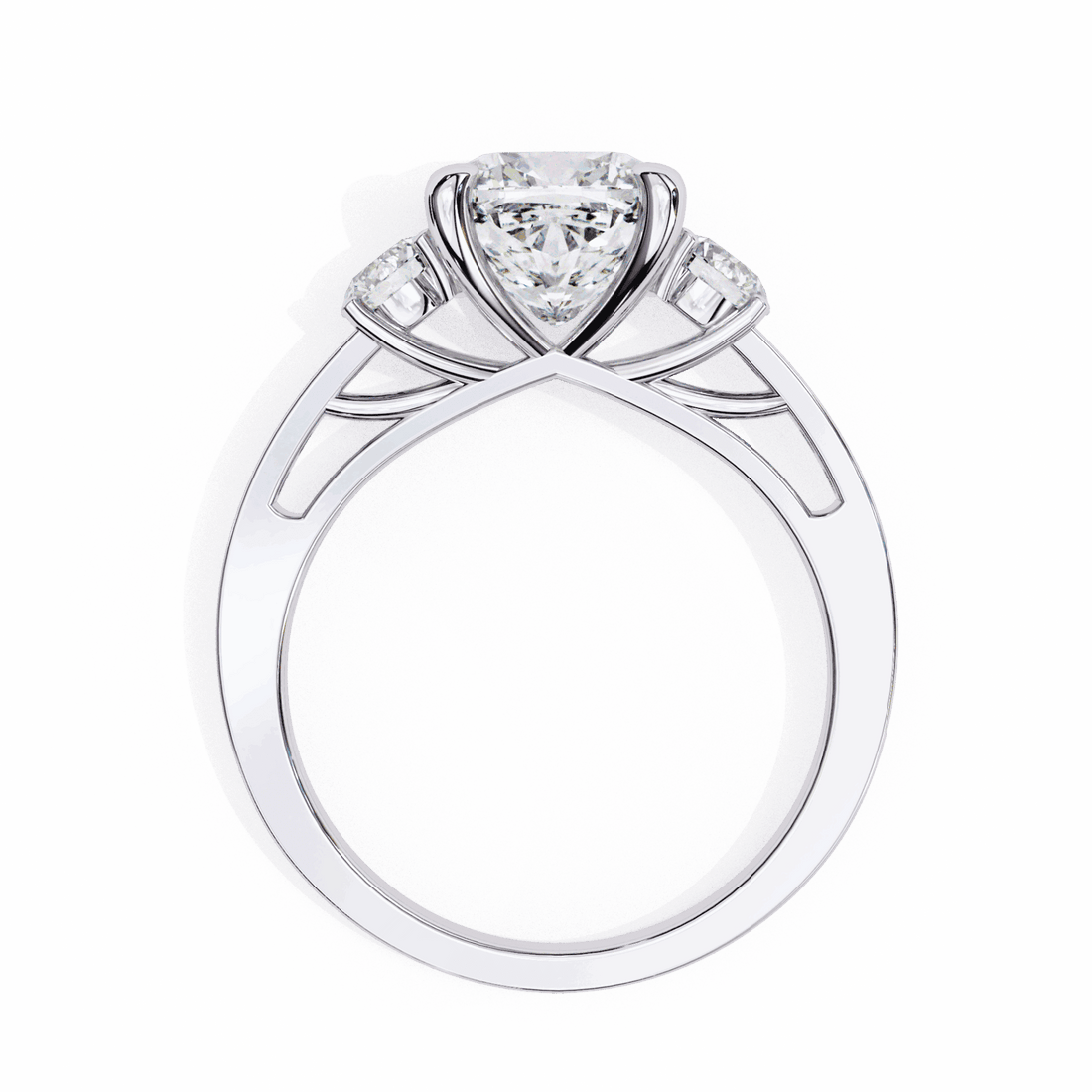 3.25 Carat Princess Three Stone Solitaire Ring in Moissanite | House of Estara
