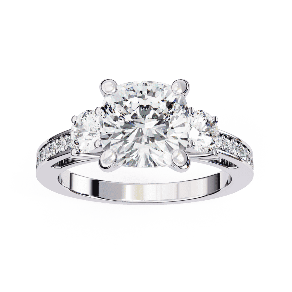 3.25 Carat Princess Three Stone Solitaire Ring in Moissanite | House of Estara