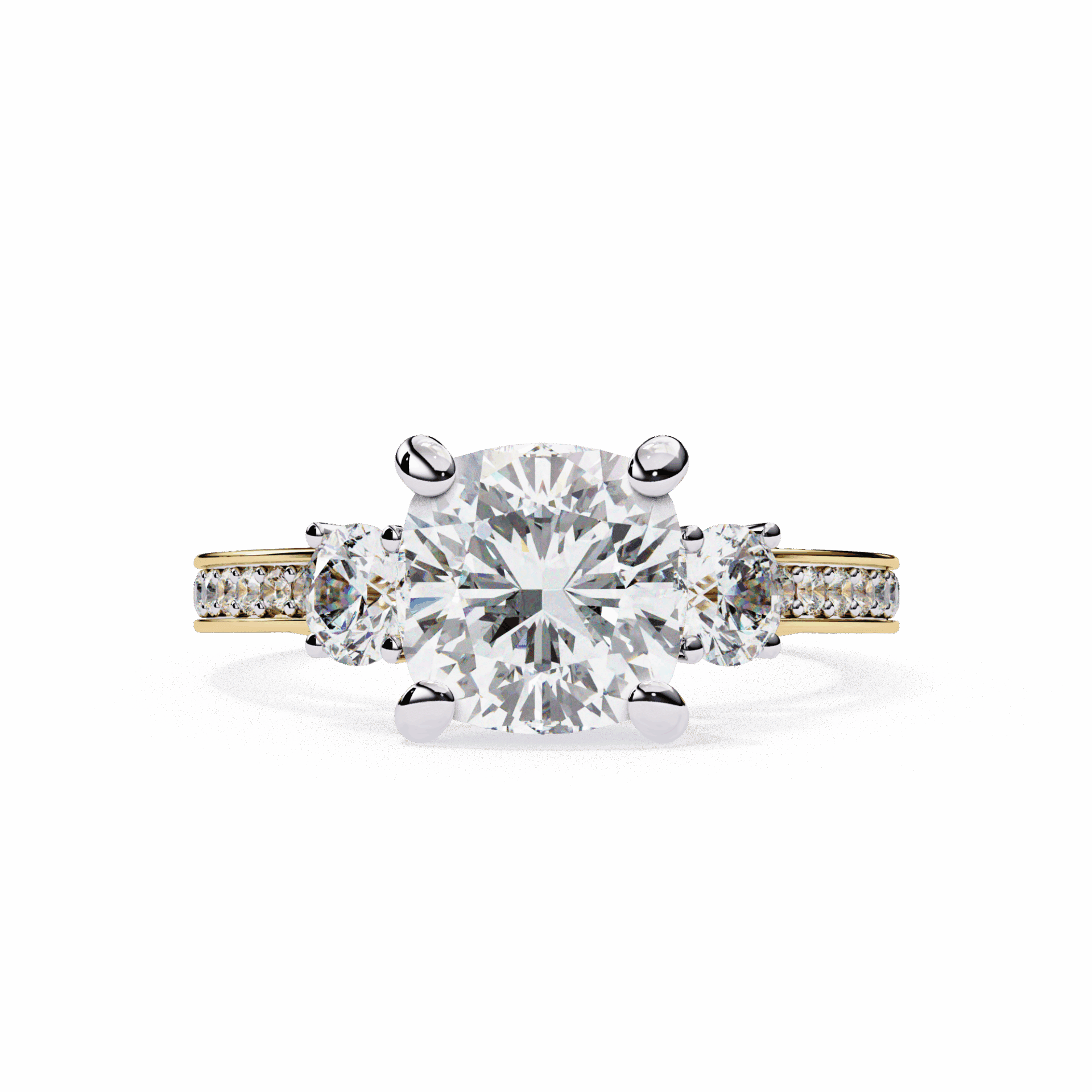 3.25 Carat Princess Three Stone Solitaire Ring in Moissanite | House of Estara