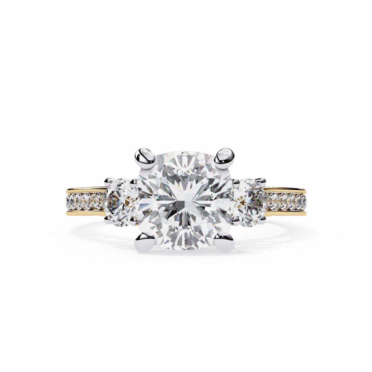 3.25 Carat Princess Three Stone Solitaire Ring in Moissanite | House of Estara