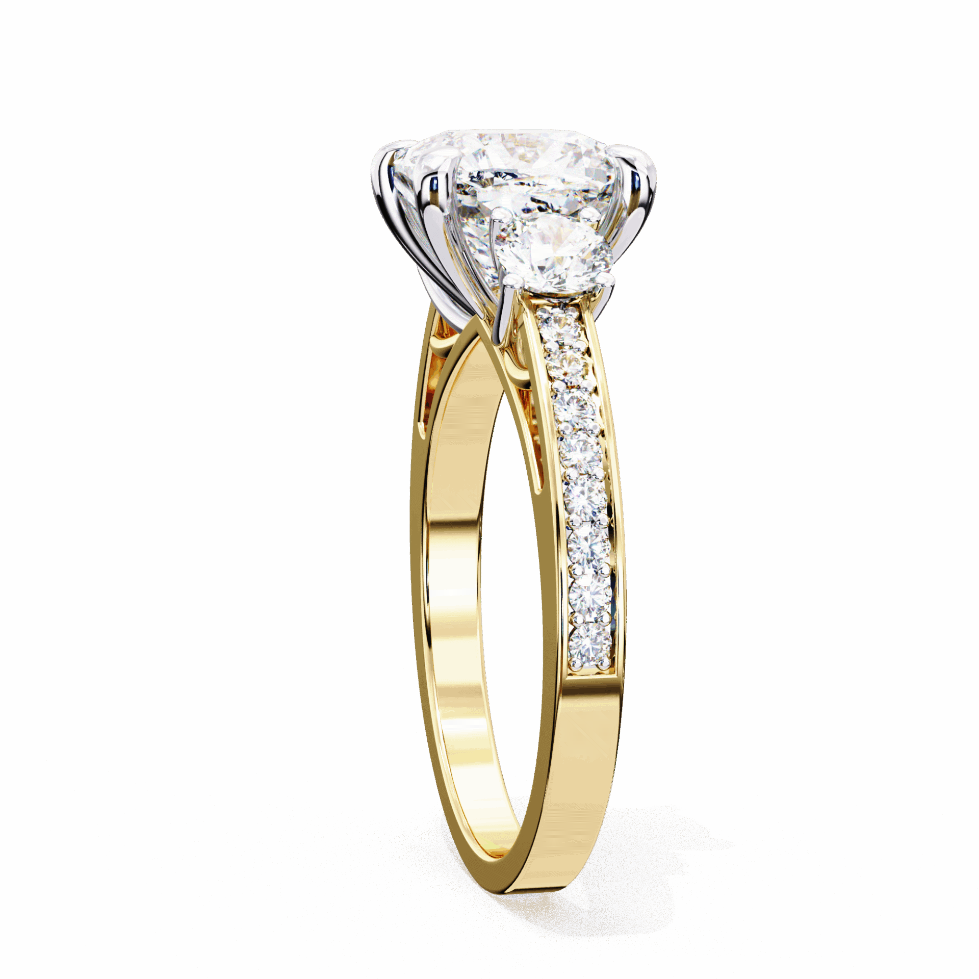 3.25 Carat Princess Three Stone Solitaire Ring in Moissanite | House of Estara