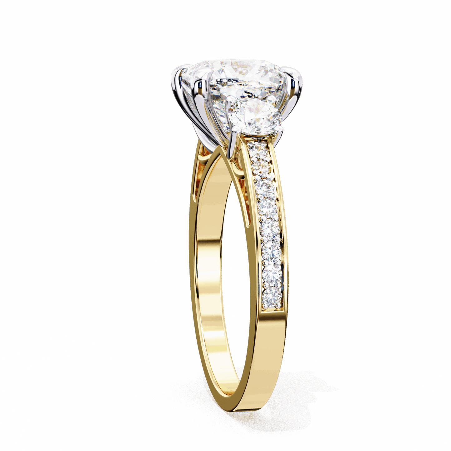 3.25 Carat Princess Three Stone Solitaire Ring in Moissanite | House of Estara