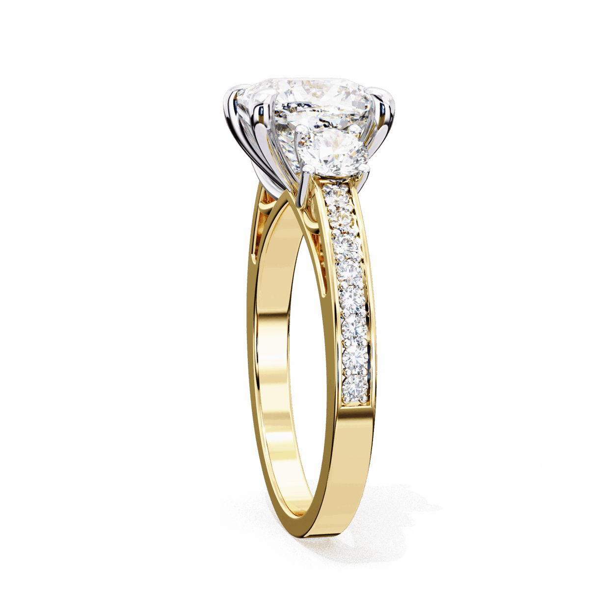 3.25 Carat Princess Three Stone Solitaire Ring in Moissanite | House of Estara