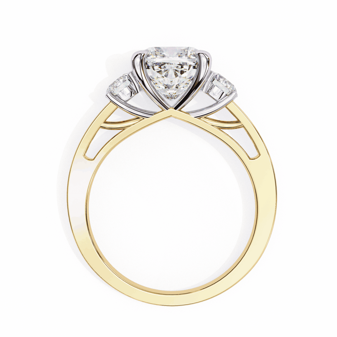 3.25 Carat Princess Three Stone Solitaire Ring in Moissanite | House of Estara