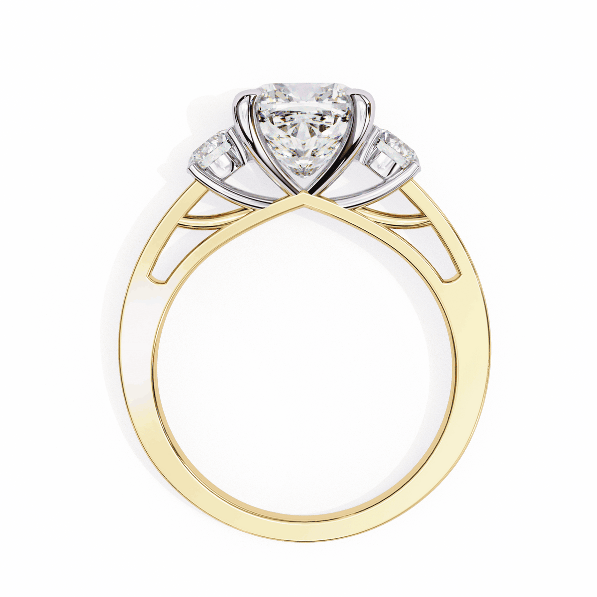 3.25 Carat Princess Three Stone Solitaire Ring in Moissanite | House of Estara