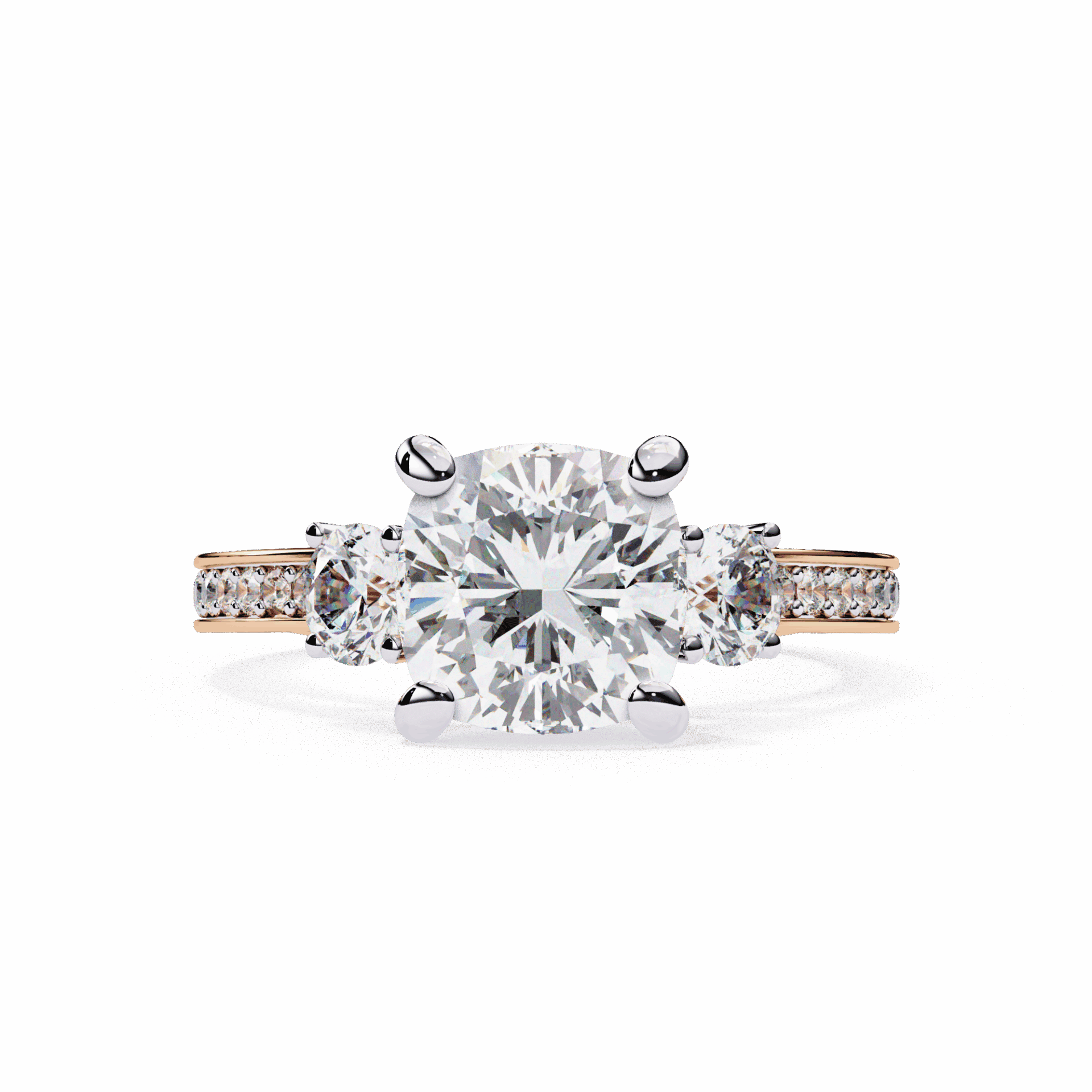 3.25 Carat Princess Three Stone Solitaire Ring in Moissanite | House of Estara