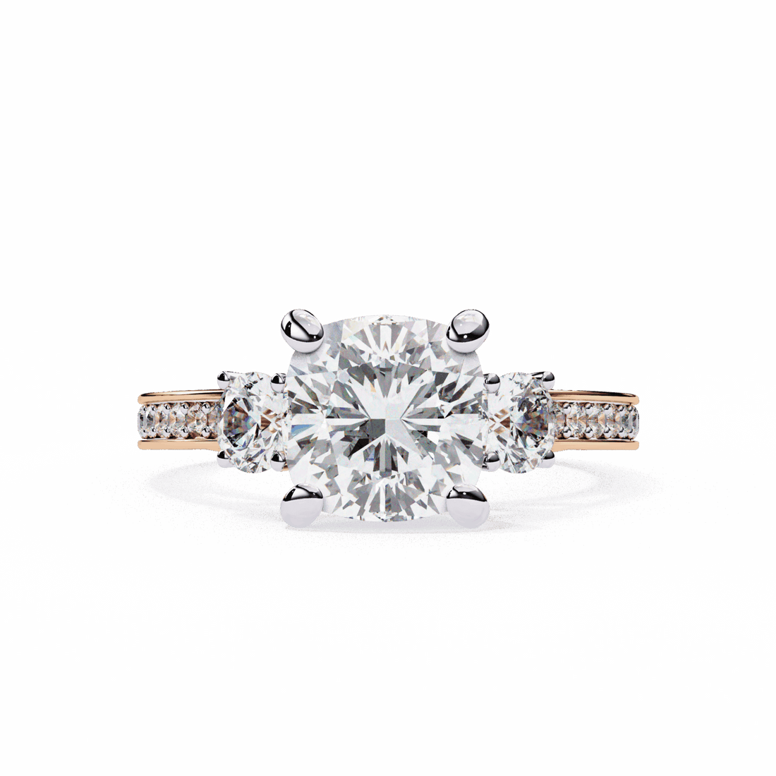 3.25 Carat Princess Three Stone Solitaire Ring in Moissanite | House of Estara
