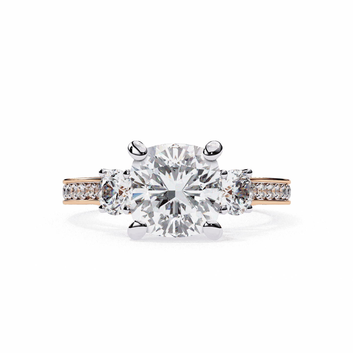 3.25 Carat Princess Three Stone Solitaire Ring in Moissanite | House of Estara