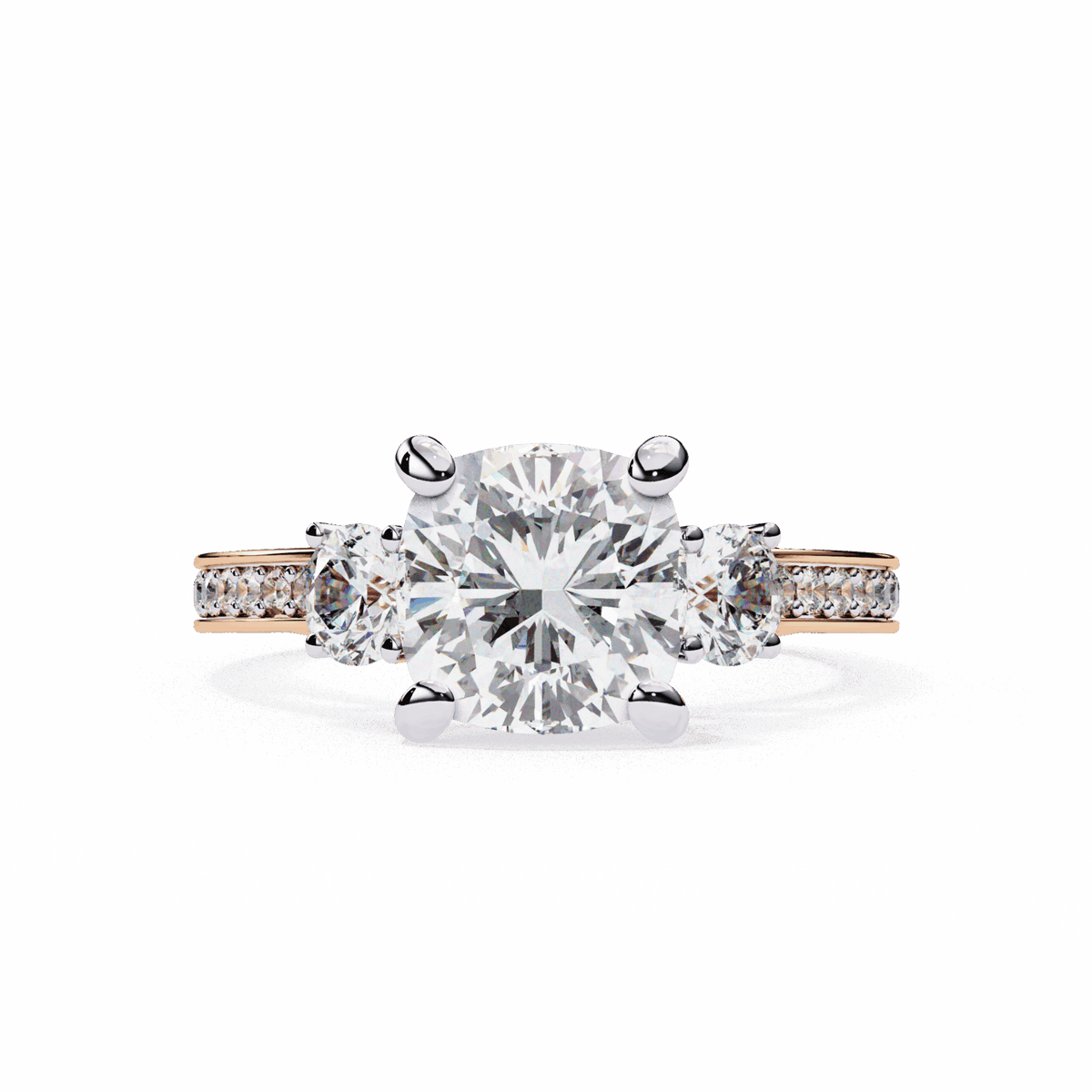 3.25 Carat Princess Three Stone Solitaire Ring in Moissanite | House of Estara