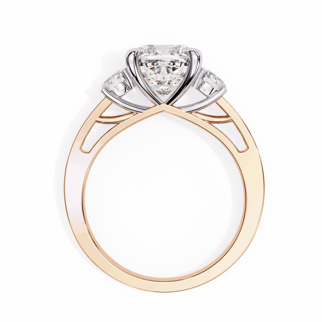 3.25 Carat Princess Three Stone Solitaire Ring in Moissanite | House of Estara