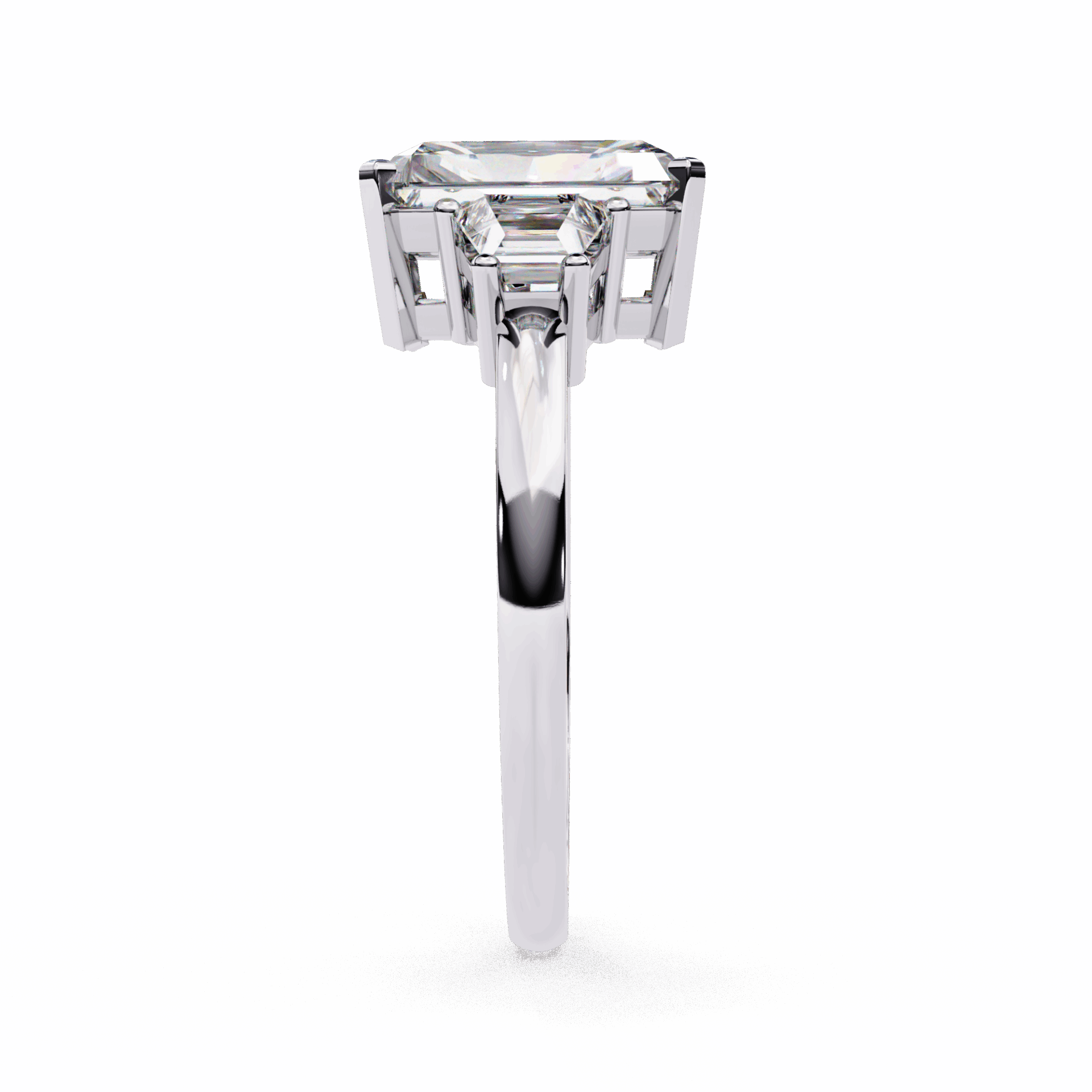 5.25 Carat Emerald Three Stone Solitaire Ring in Moissanite | House of Estara