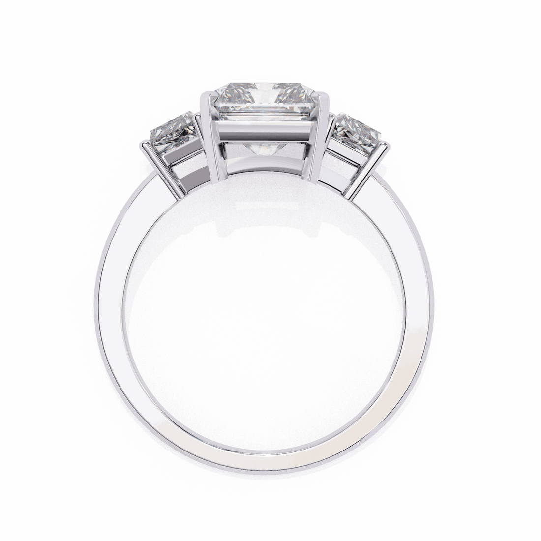 5.25 Carat Emerald Three Stone Solitaire Ring in Moissanite | House of Estara