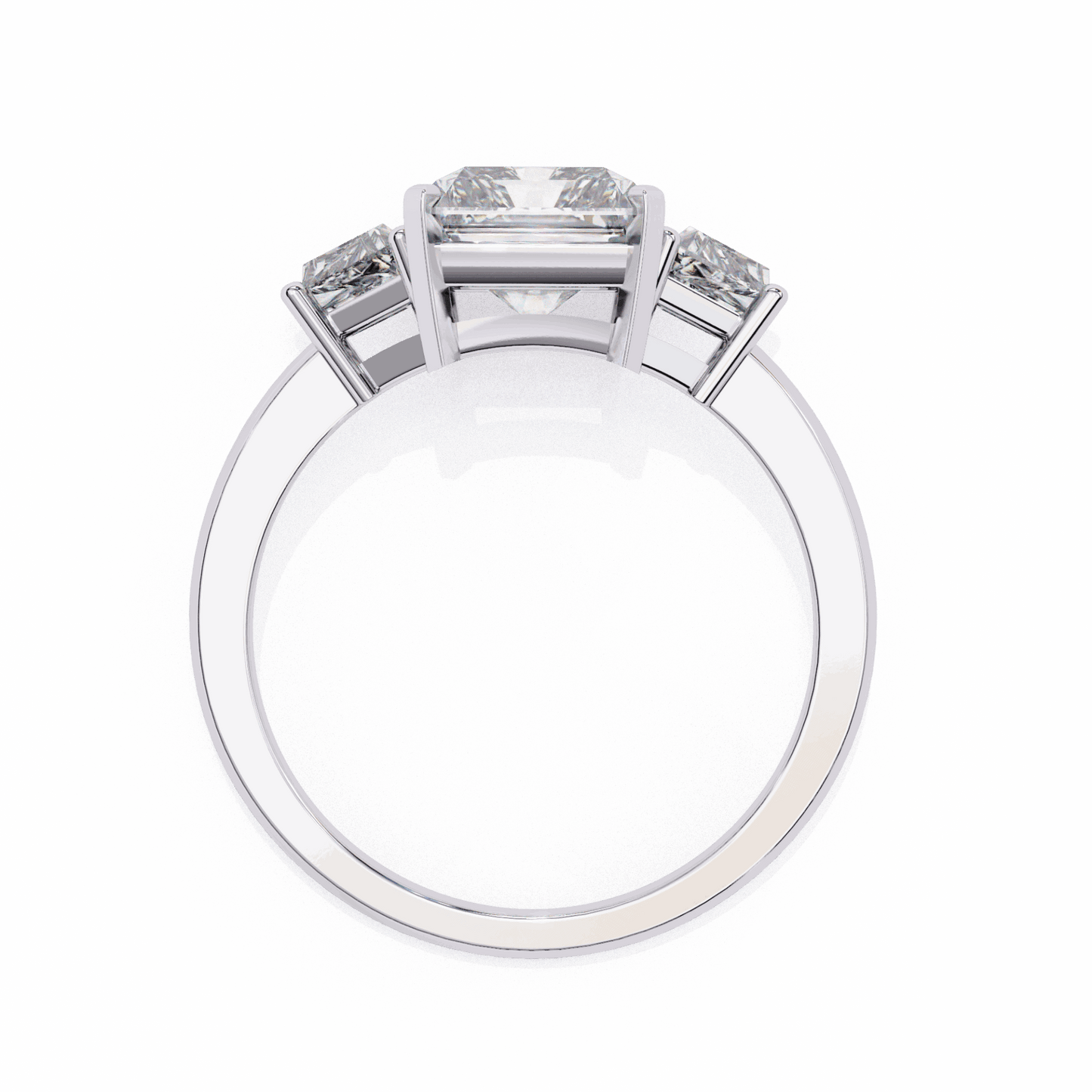 5.25 Carat Emerald Three Stone Solitaire Ring in Moissanite | House of Estara
