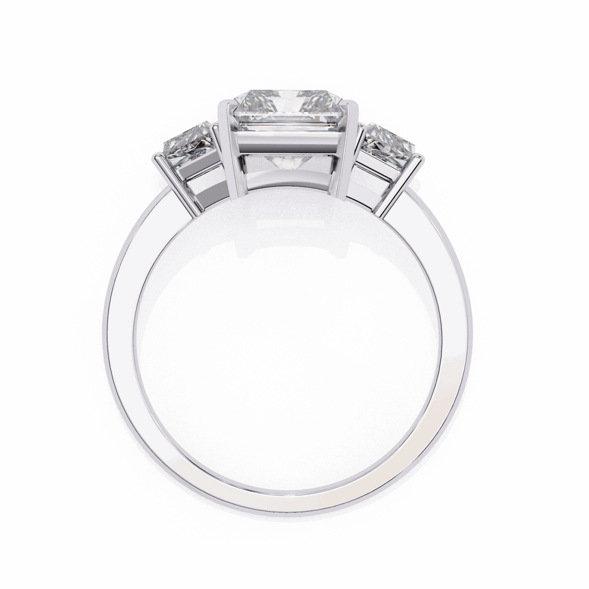 5.25 Carat Emerald Three Stone Solitaire Ring in Moissanite | House of Estara