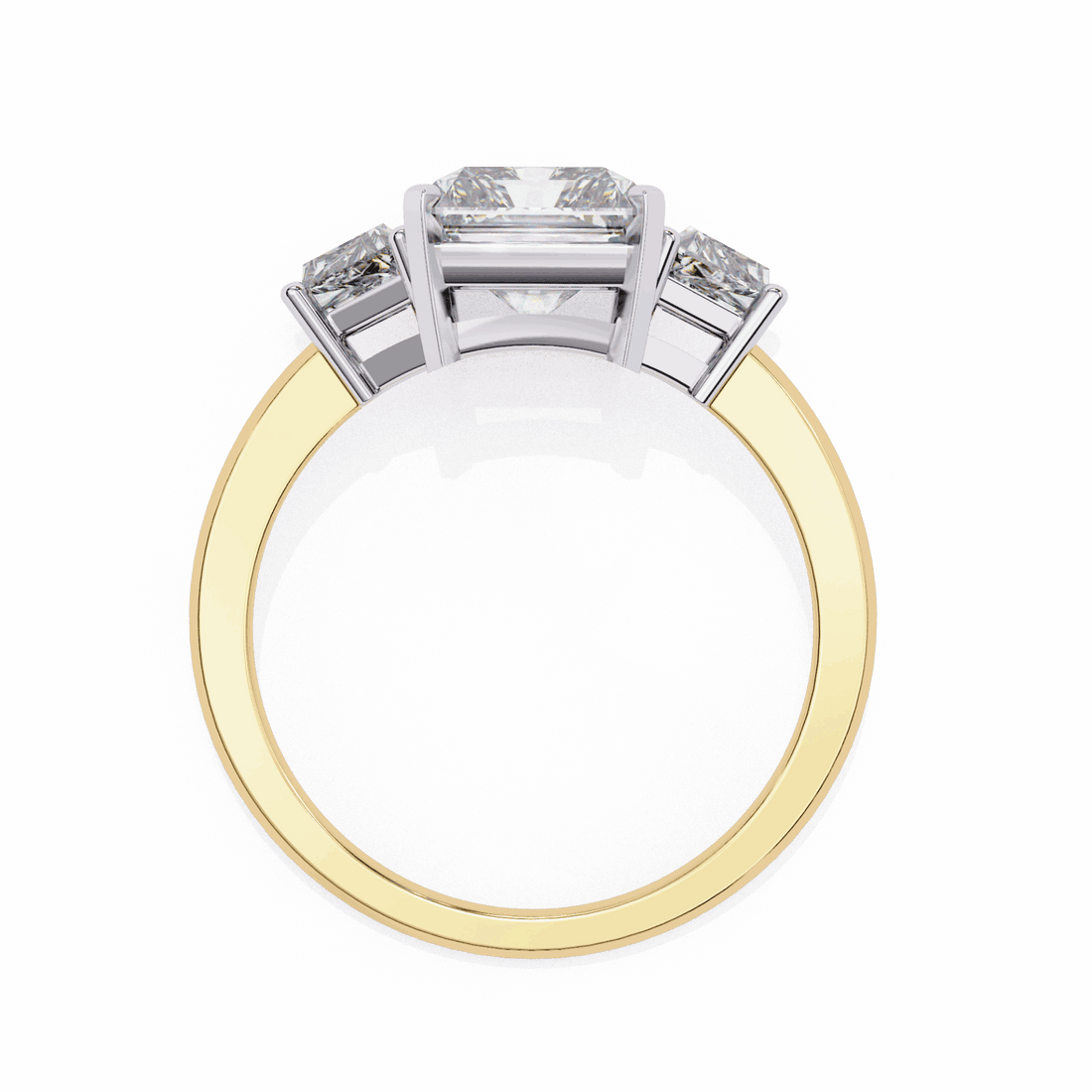 5.25 Carat Emerald Three Stone Solitaire Ring in Moissanite | House of Estara