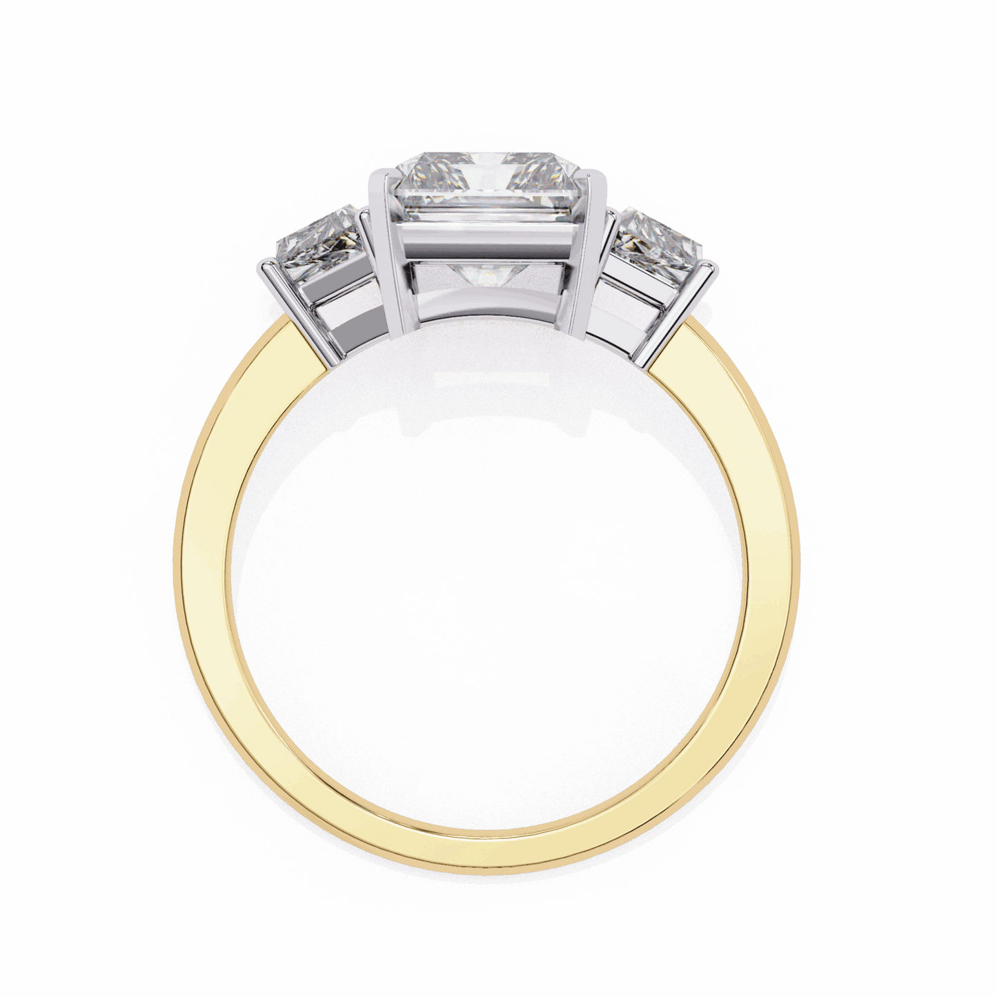 5.25 Carat Emerald Three Stone Solitaire Ring in Moissanite | House of Estara