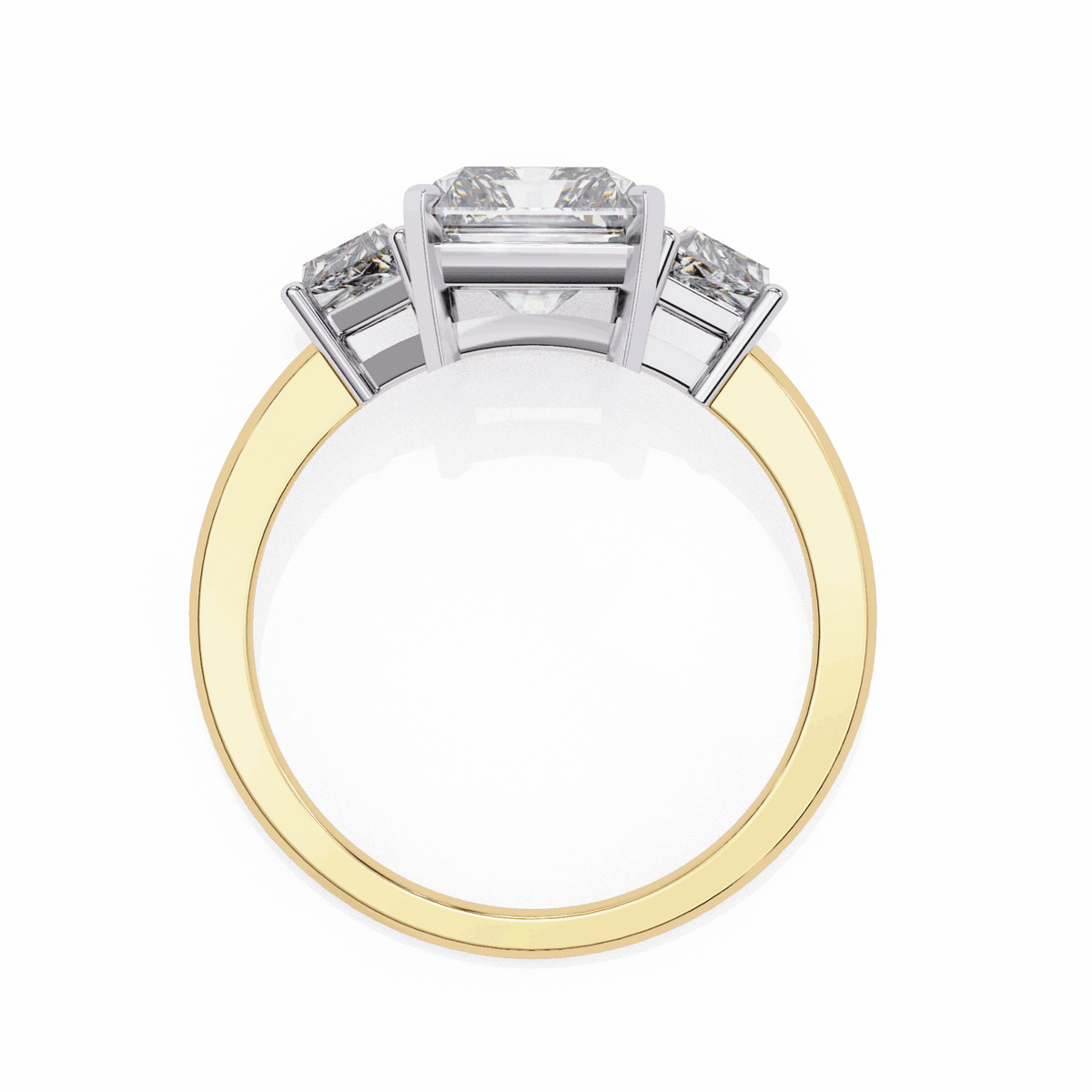 5.25 Carat Emerald Three Stone Solitaire Ring in Moissanite | House of Estara